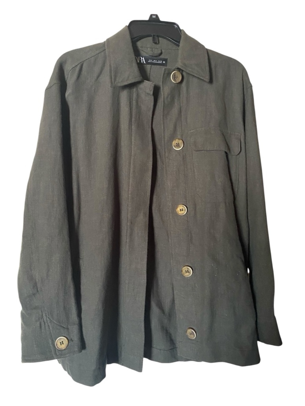 ZARA M Olive Green Button Front Jacket